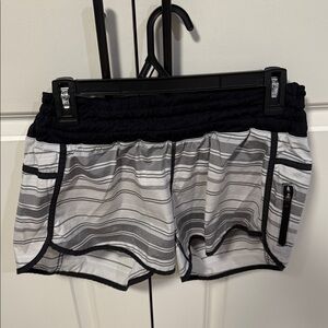 Lululemon Athletica Striped Athletic Shorts - Black and Gray